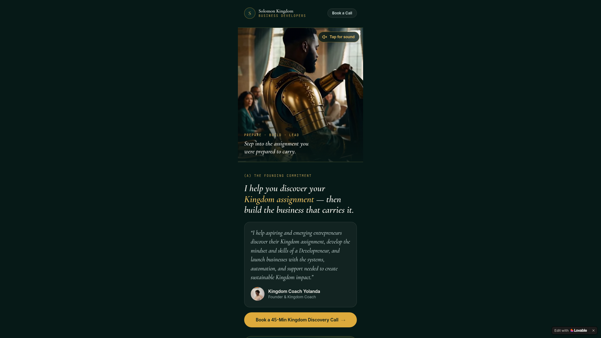 Home page of SKBD Academy, a Kingdom coaching landing page